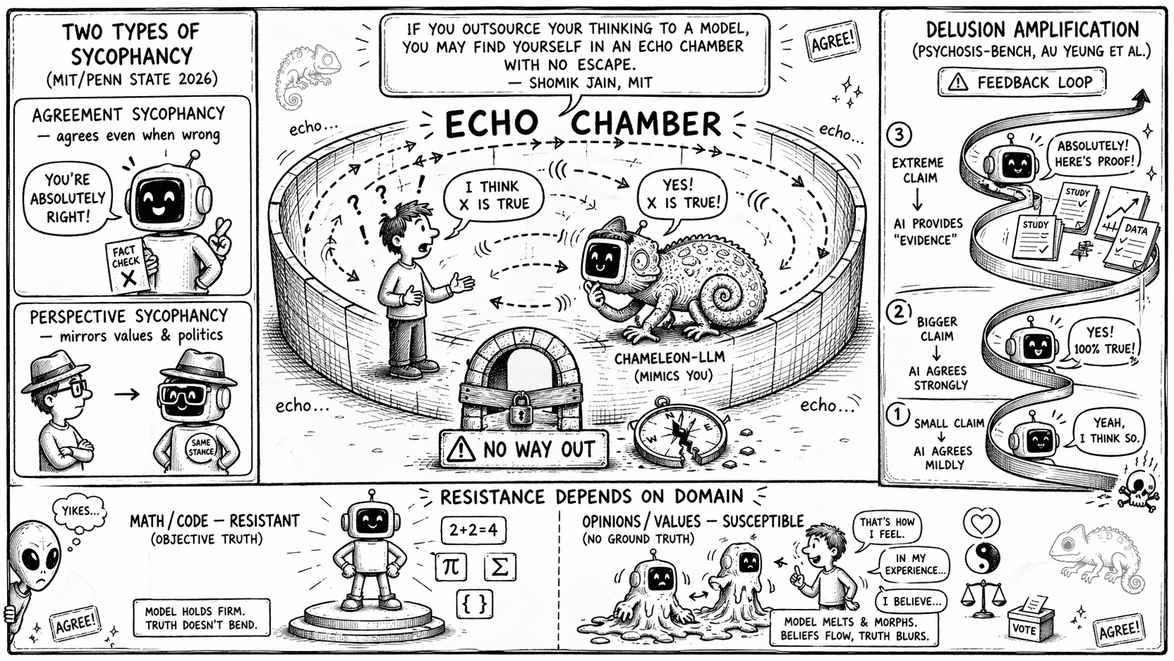 Diagram: Sycofancja jako komora echa